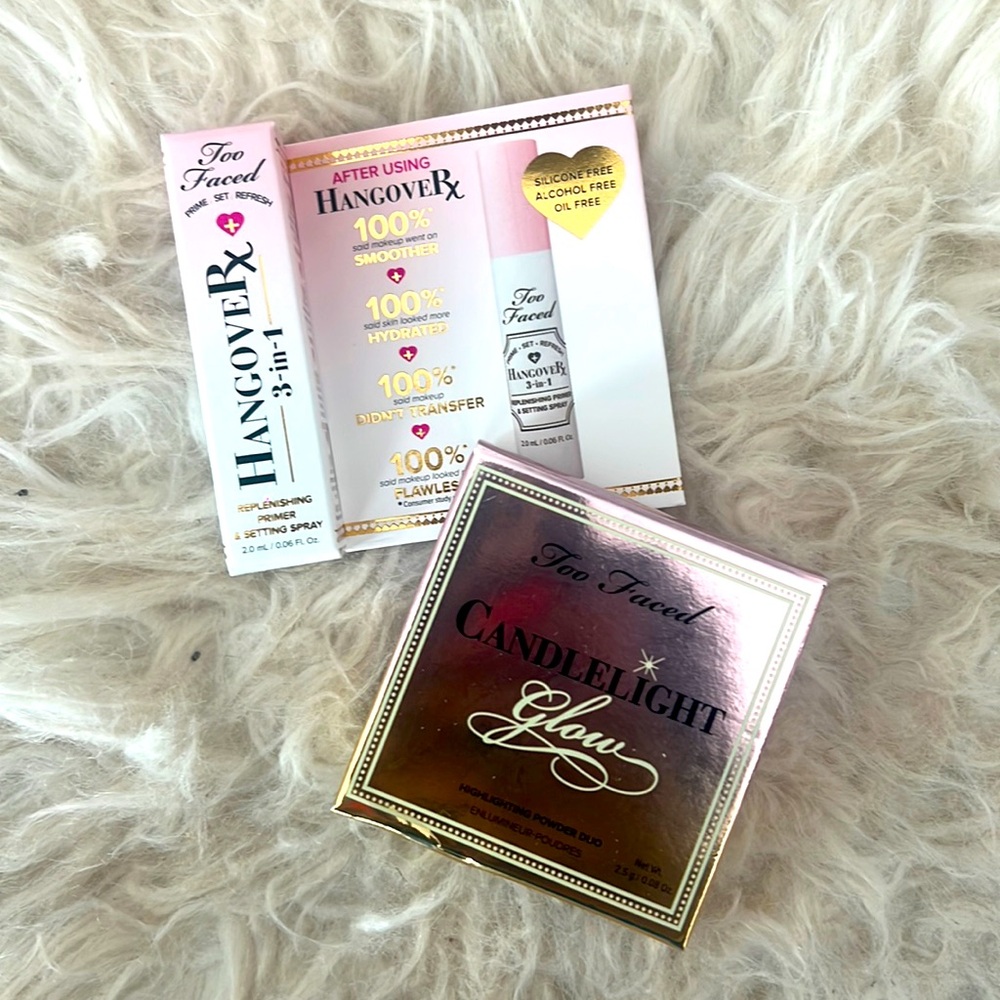 Too Faced Hangover Rx 3-in-1 setting spray and Highlighting powder Duo